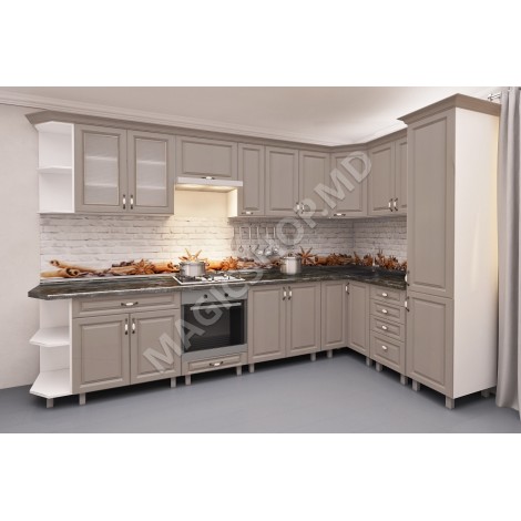 Bucatarie de colț 3.4×1.7m cu fațadă MDF (pelicula)